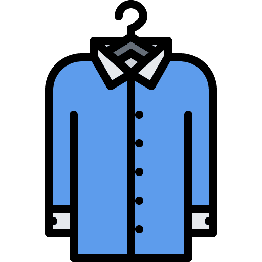 A blue shirt icon on a black background.